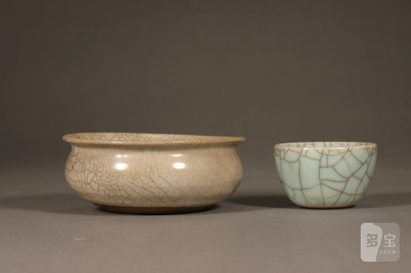 清 仿官釉茶圆、仿哥釉香炉 - 图4